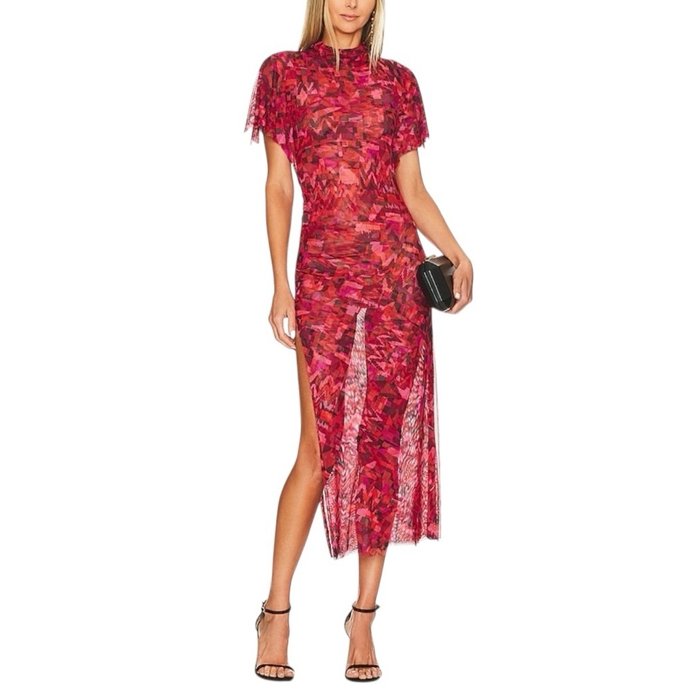 MISA LOS ANGELES x REVOLVE Roberta Dress in Sheer Crimson Geo‎